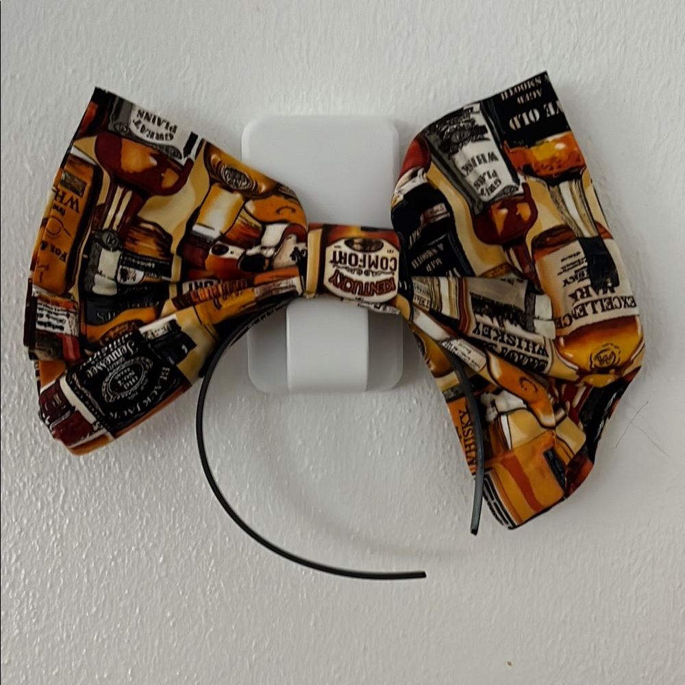 Whiskey Print Bow Headband by Melissa Marie  Millionaires Emo Goth